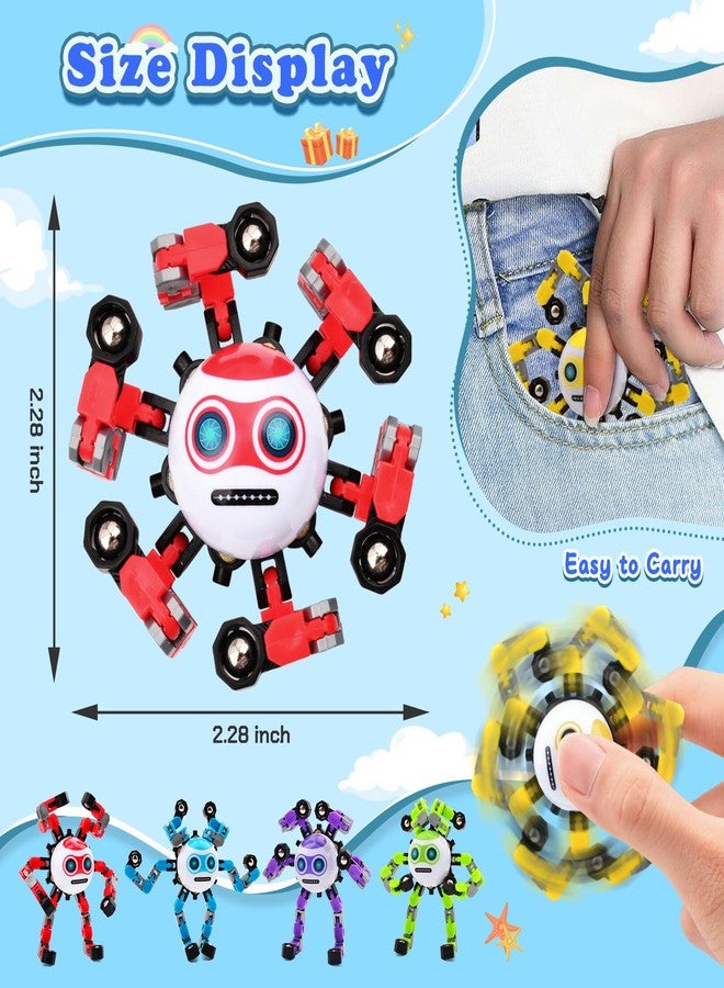 ASIOWELY 4 PCS Transformable Fidget Spinners Toys for Kids and Adults Stress Relief Sensory Toy for Boys Girls Autism Cool Fingertip Gyros for Teens Men Birthdays Valentines Day Gifts for Travel Toys - Image 5
